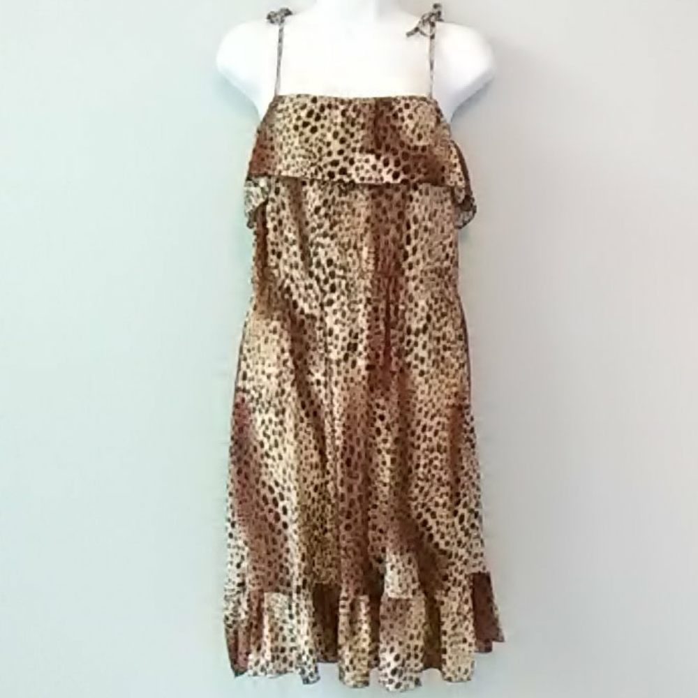 🐯Wild Sundress tiger leopard print silky tie strap dress